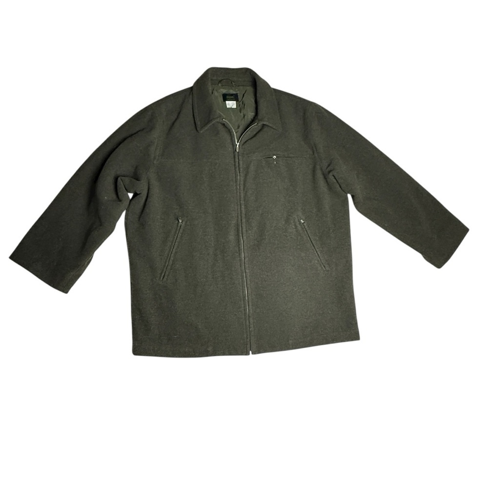 VTG Lacoste Wool Jacket Olive Green Full Zip Collared Pockets Lined SZ XXL READ - Picture 10 of 11